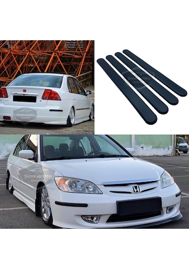 Honda Civic Vtec 2 Uyumlu Esnek Tampon Koruma Bandı Ön Arka Tampon Koruyucu Şerit Yumuşak Bant 4 Lü Paket Siyah 00 Şüscaroto Aksesuar