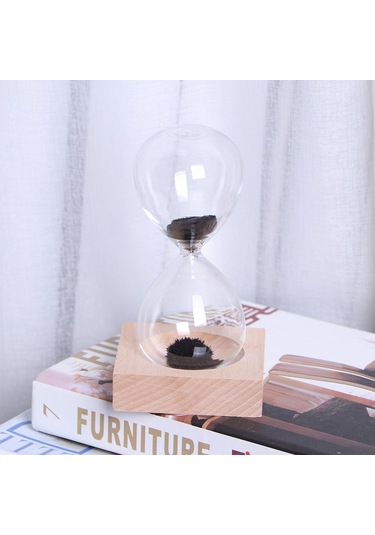 Konesam Ahşap Tabanlı Manyetik Cam Kumu Saati - Mıknatıs Etkisiyle Güzel Şekiller Oluşturan Ofis Ve Ev Dekorasyon Aleti