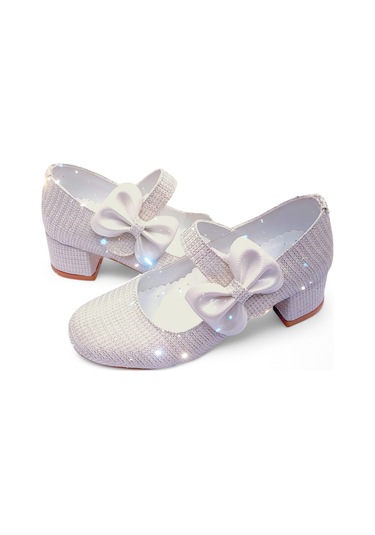 Beebron Ortopedik Topuklu Abiye Kız Çocuk Ayakkabı Shining Series Abiayk2401 Simli Krem Krem