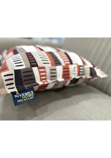 Nivemeshome Ritim 02 Kiremit 45x45 Kırlent Kılıfı Kiremit