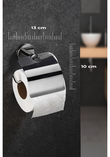 Yapışkanlı Tuvalet Kağıtlığı Wc Kağıtlık Tuvalet Kağıdı Askısı Geniş Kapak Krom S-109