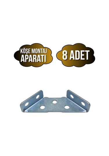 Köşe Montaj Mobilya Bağlantı Demiri Çok Yönlü Dolap Köşe Bağlantı Demiri Metal 8 Adet Gri