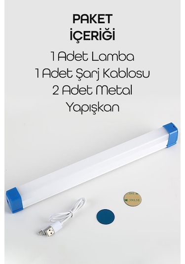 Şarjlı Işıldak Mıknatıslı Kamp Lambası 1500 Lm 3 Mod Elektrikli Acil Durum El Feneri 50cm Pr305 Beyaz