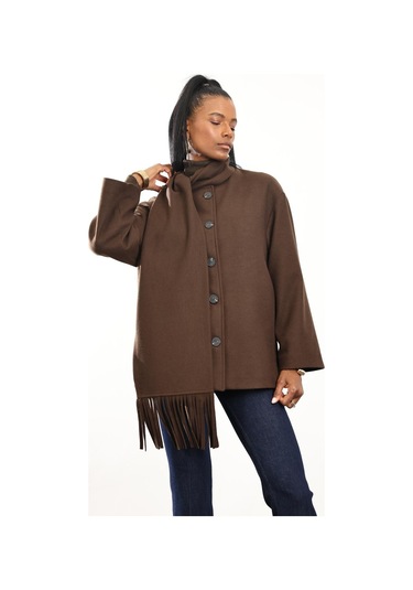 Kahverengi Atkılı Kaşe Mont D99800 Kahverengi