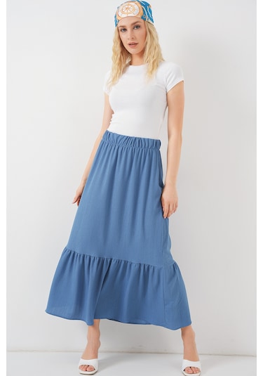 1886 Uzun Örme Etek - İndigo İndigo