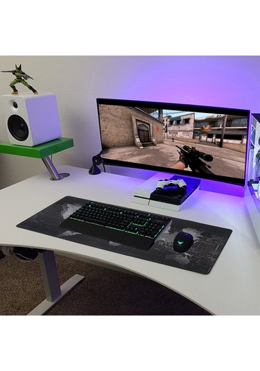 Skycity Oyun Ve Ofis Kullanıma Uygun Sulu Dayanıklı Kaymazsız 80x30cm Kumaş+lastik Büyük Mauseve Tahta Ped