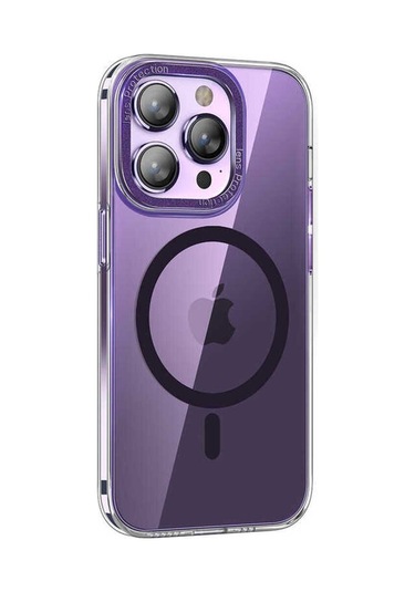 İphone Uyumlu 14 Pro Uyumlu Magsafe Şarj Özellikli Sert Pc Csk Zore Fuya Kılıf-derin Mor