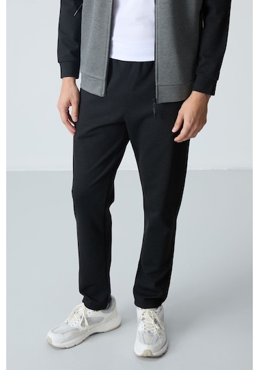 Tommy Life Çağla Siyah Dik Yaka Çift Renk Rahat Form Klasik Paça Erkek Eşofman Takımı - 85113 Yeşil - Siyah