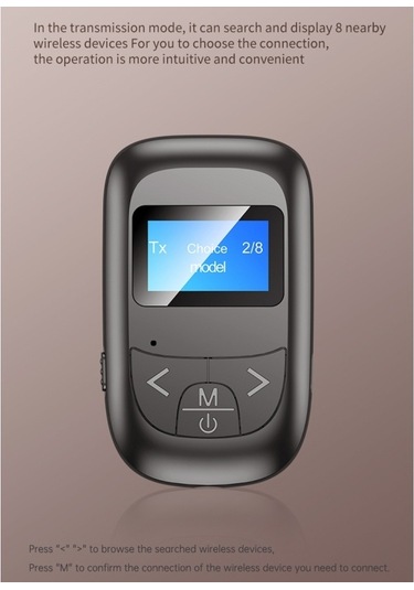 Sones T-14 Bluetooth 5.0 2'si 1 Arada Lcd Dijital Ekran Bluetooth Adaptörü Alıcı Verici Siyah