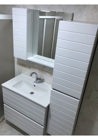 Rmr 3 Lü Banyo Dolabı Takımı 80 Lik Lavabo + Mebran Kapak +