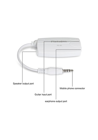 Yaozixa Gitar Ve Bas Girişli Akıllı Telefon/tablet Efekt Çevirici - 6.35mm Ve 3.5mm Çıkışlı Beyaz Adaptör