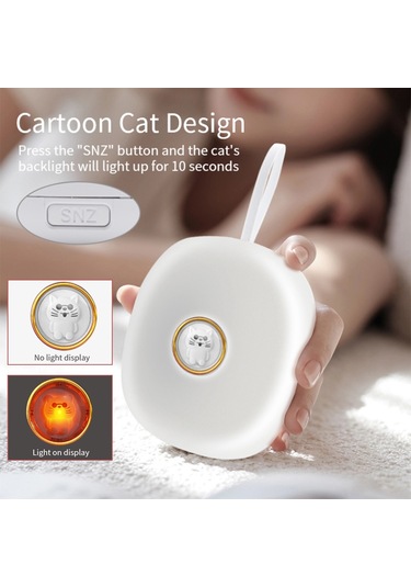 Lepmerk Ts-bc670 Öğrenciler Uyandırma Sessiz Titreşim Çalar Saat Beyaz