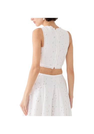 Pearl And Caviar Dantel Detaylı Kısa Üst Off White