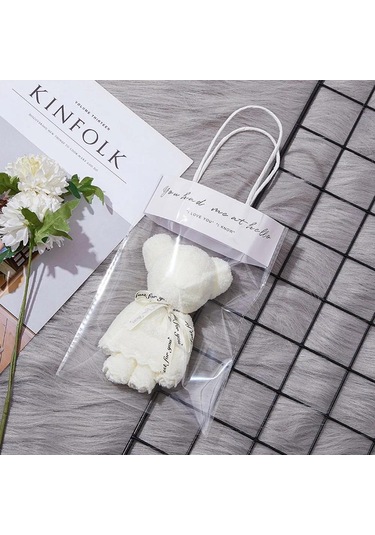 Dofolink Beyaz Ayı Şekilli Ped Ve Çanta Hediyeli Set - Kaliteli Poliester - Kompakt Boyut - Özel Hediyelik