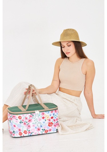 Superbag 22 Litre Piknik/kamp Çantası Sepeti. Termal Termos Çanta Sıcak-soğuk Koruma Sağlar Flower-250135 Flower Çok Renkli