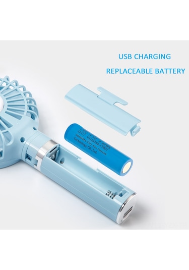 Yaozixa Taşınabilir Usb Fırça Fanı - 3 Hız Ayarı, Katlanabilir, Sessiz Çalışma, Usb İle Şarj Edilebilir Pil Dahil Değil - Buzlu Beyaz