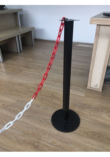 Güvenlik Şeridi Yönlendirme Bariyeri Zincirli Metal Duba Demir Bariyer 86 Cm 1.5mm