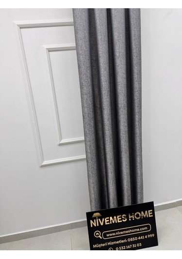 Nivemeshome Nevra V-5209 Gri 1/3 Sık Pileli Fon Perde Apm Gri