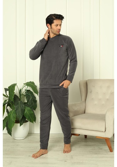 Erkek Manşetli Kışlık Polar Pijama Takımı 2267p Lacivert