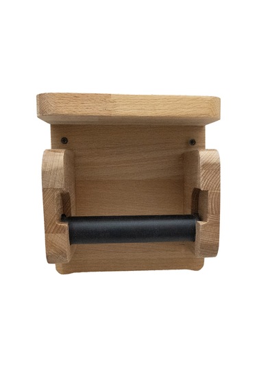 Wc Kağıt Tutucu Masif Kayın Ahşap Ve Metal Tutucu - Kağıt Havlu Ceviz