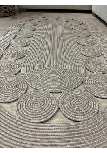 Cookie Jüt Hasırlı El Örgüsü Kilim Taş