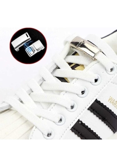 Mıknatıslı Lastikli Ayakkabı Bağcık Tokası Beyaz 100 cm