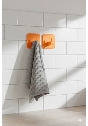 2 Li Askılık Kapı Arkası, Duvara Monte, Dayanıklı Malzeme, Turuncu 51 Turuncu