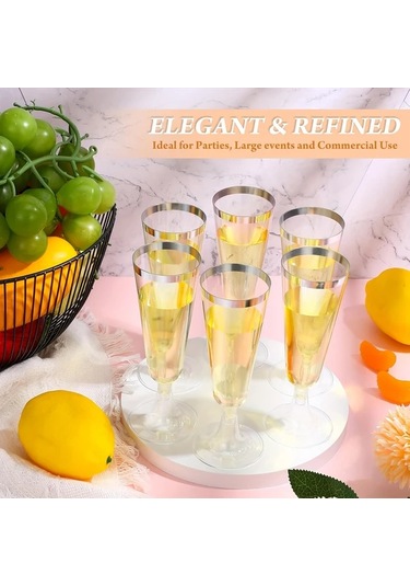 Willowhaven 50 Adet Altın Pullu Plastik Şampanya Bardakları Toplu Kokteyl Parti Bardakları