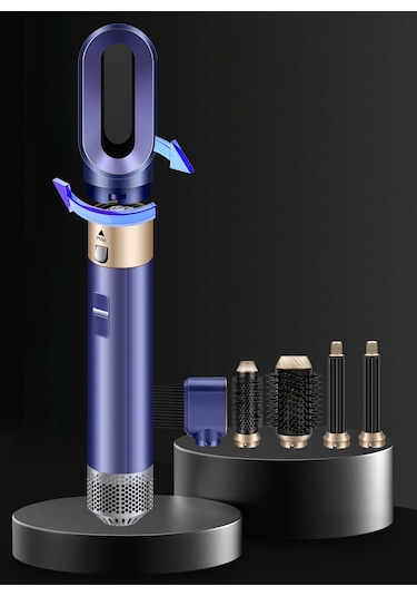 Tcherchi 6'sı Bir Arada Sıcak Hava Saç Kurutma Makinesi, Bukle Maşası, Düzleştirici Saç Şekillendirme Seti 6 İn 1 Mor