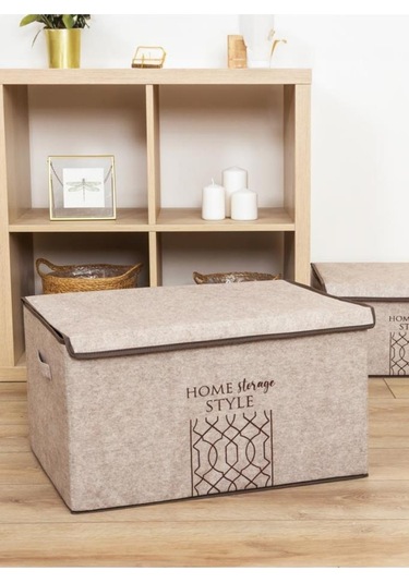 Keçe Kapaklı Mega Plus Baza Hurcu, Çok Amaçlı Düzenleyici Organizer Kutu Mega Boy 57x41x31cm Kahve Kahverengi