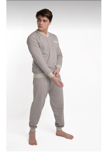 Aysun Tekstil Pamuklu Kumaştan Geniş Kesim Erkek Pijama Takımı