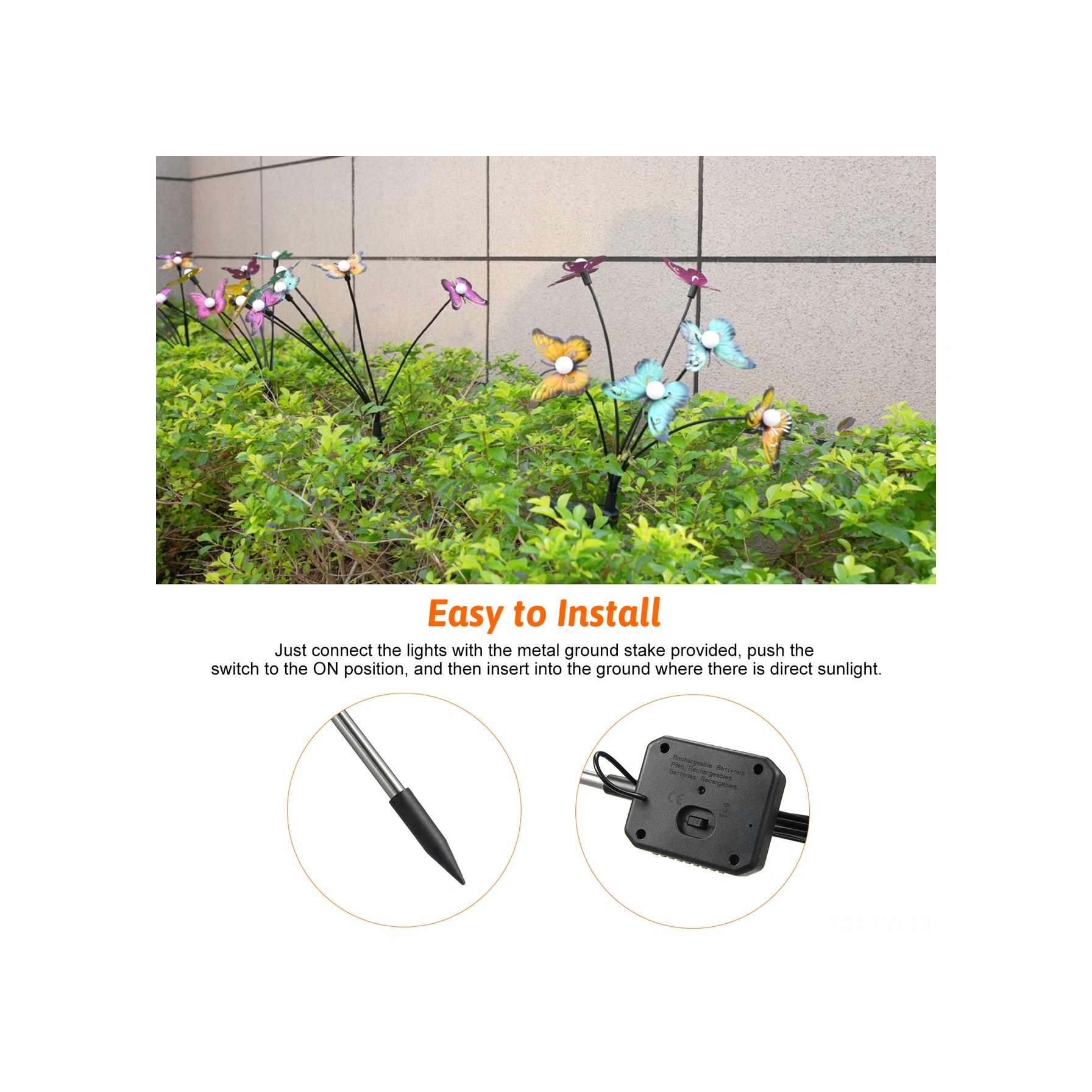 Yaleker Güneş Enerjili Bahçe Aydınlatması - Demir Çelik Kelebek Dekoratif Işık, Ip65 Su Geçirmez, Sıcak Işık, 6 Ayağa, 1 Adet Ilık Beyaz