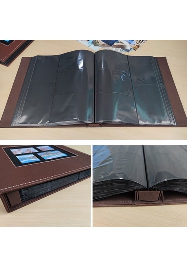 6 İnç 600 Yaprak Deri Kapak Fotoğraf Albümü Aile Fotoğraf Albümü Depolama Kitabı Siyah