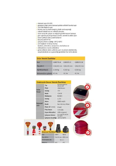 Sarı Fls 128x45mm Solar Flaşörlü Ledli Uyarı Butonu 11819