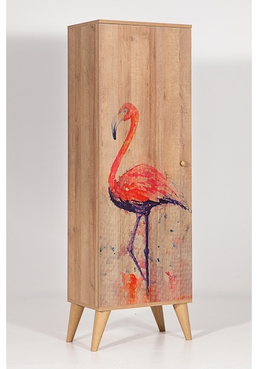 Bingo Flamingo / 8 Raflı Tek Kapaklı Çok Amaçlı Mutfak Dolabı Banyo Dolabı Çok Amaçlı Dolap