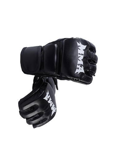 Boks Eldivenleri Yarım Parmak Açık Avuç İçi Grappling Müsabaka Yetişkin Unisex Siyah
