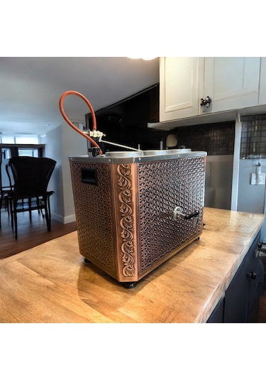 Bakır Elektrikli Çayland Çay Kazanı 3 Demlik 33 Lt Kapasi