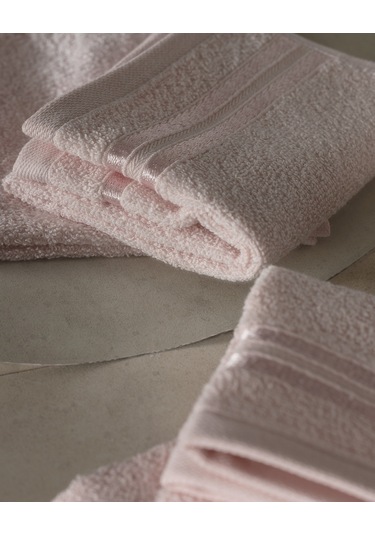 Maynor Bordürü Floşlu 2'li %100 Pamuk El Havlusu - Pudra 8684427114391 Pudra