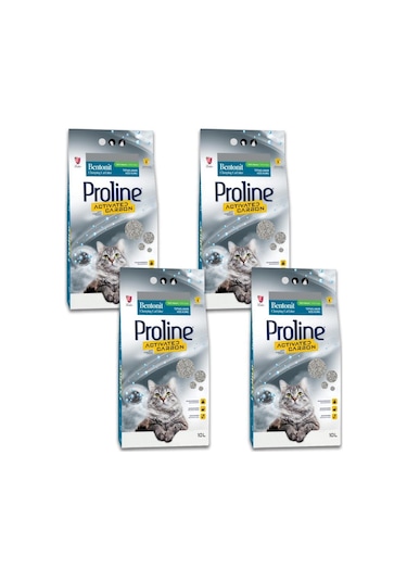 Pro Line Aktif Karbon Topaklaşan Bentonit Kedi Kumu 4 x 10 L