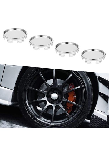 Symbee 4 Parça Evrensel Abs Jant Kapakları - 55mm Çap, Gümüş/siyah Seçenekli
