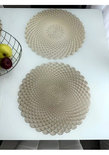 Heavenly Place Mutfak Servisü İçin Yuvarlak Servis Peçeteleri 224636670 Altın Rengi