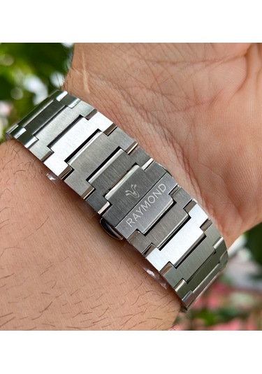 Raymond Kronograf Çelik Erkek Kol Saati Gümüş