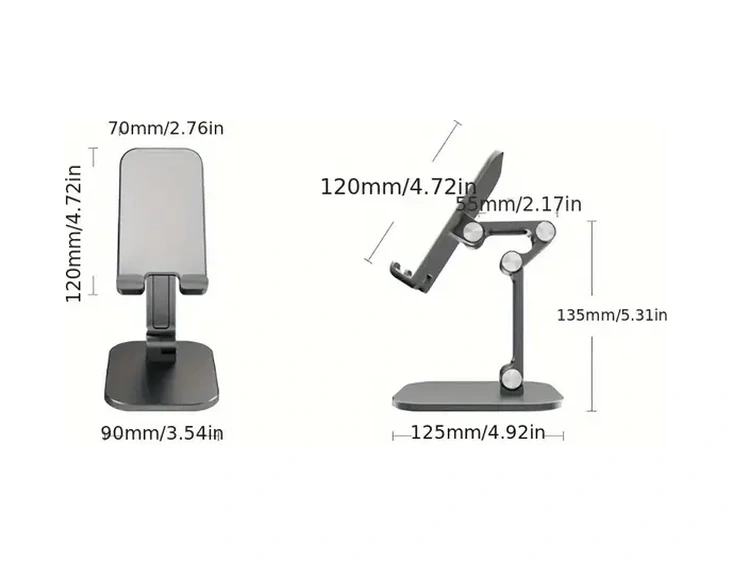 Topnotch Siyah 1 Adet Ayarlanabilir Masaüstü Telefon Standı, Katlanabilir Tablet Tutucu Siyah
