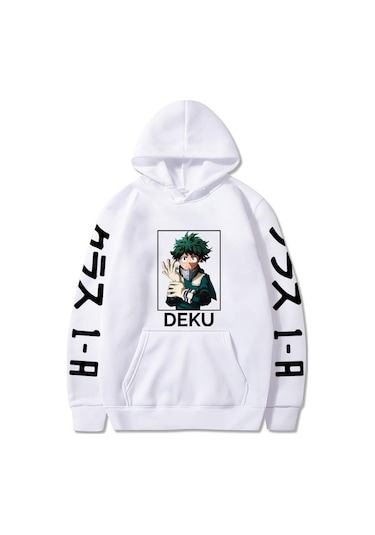 Erkek/kadın Japon Sıcak Anime My Hero Academia Deku Kapşonlu Kazaklar Üstler Rahat Moda Erkek/kız Kumaş Beyaz Erkek/kadın Japon Sıcak Anime My Hero Academia Deku Kapşonlu Kazaklar Üstler Rahat Moda Erkek/kız Kumaş Beyaz