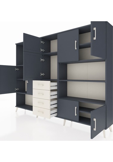 Arges Dolap 9 Raflı 4 Çekmeceli 8 Kapaklı 220x30x163 Antrasit-ant Antrasit-antrasit/aytaşı Arges Dolap 9 Raflı 4 Çekmeceli 8 Kapaklı 220x30x163 Antrasit-ant Antrasit-antrasit/aytaşı