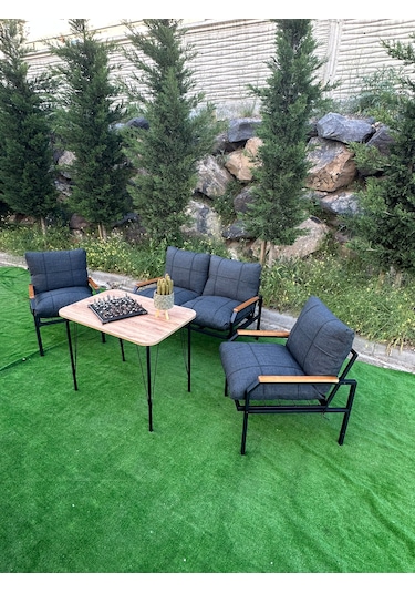 Duru Balkon, Bahçe, Cafe, Teras, Metal Koltuk Takımı 2 1 1 Masalı