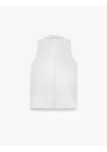 Koton Klasik Yaka Viskon Keten Karışımlı Kolsuz Gömlek Kırık Beyaz 5sak60257uw Ekru