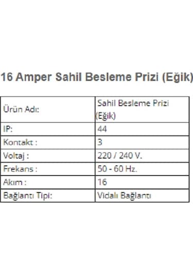 Tekne Ve Karavan Dış Elektrik Prizi. Kapaklı Eğik Priz. 16 Amper