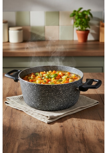 Bernardo Vormi 7 Parça Granit Tencere Seti Gri Gri