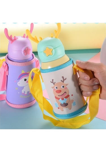 Yingfu 500 Ml Paslanmaz Çelik Taşınabilir Yalıtımlı Çocuk Suluk Mataralar Yeşil Yeşil